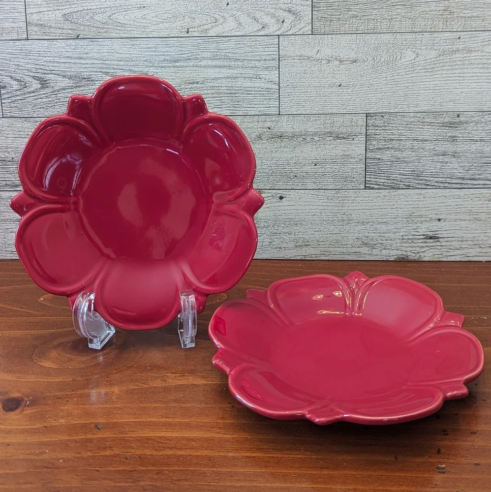 Pier 1 Imports set of 2 red petal plates